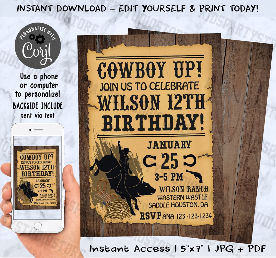 Western Birthday Invitation Template Printable Birthday Party - Etsy