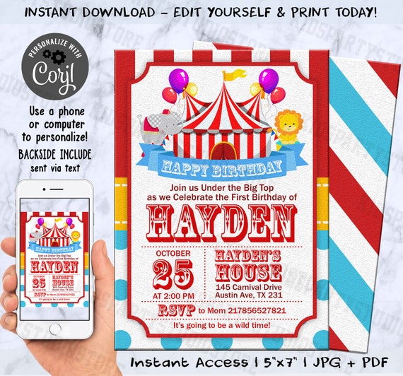 Under The Big Top Invitations