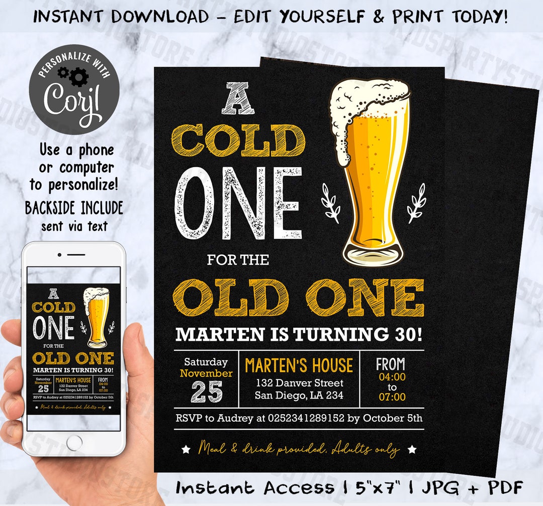 a-cold-one-for-the-old-one-birthday-invitation-adult-birthday-invitation-40th-50th-60th