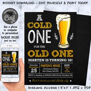 A Cold One For the Old One Screen Printed Can Cooler birthday party – Be  Vocal Designs
