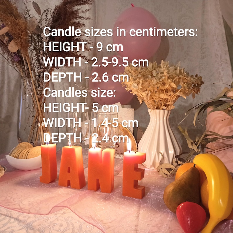 Candle letter sizes.