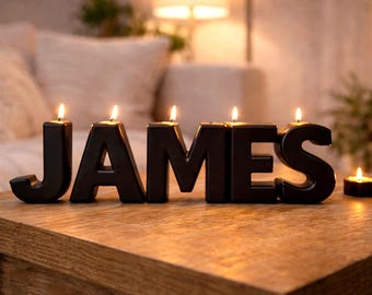 Black Letter Candle, Gothic Wedding Decor, Custom Name Candles 5/9 cm Tall