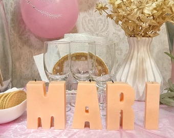 Pink Letter Candle Gift, Table Decor, Natural Wax Candle