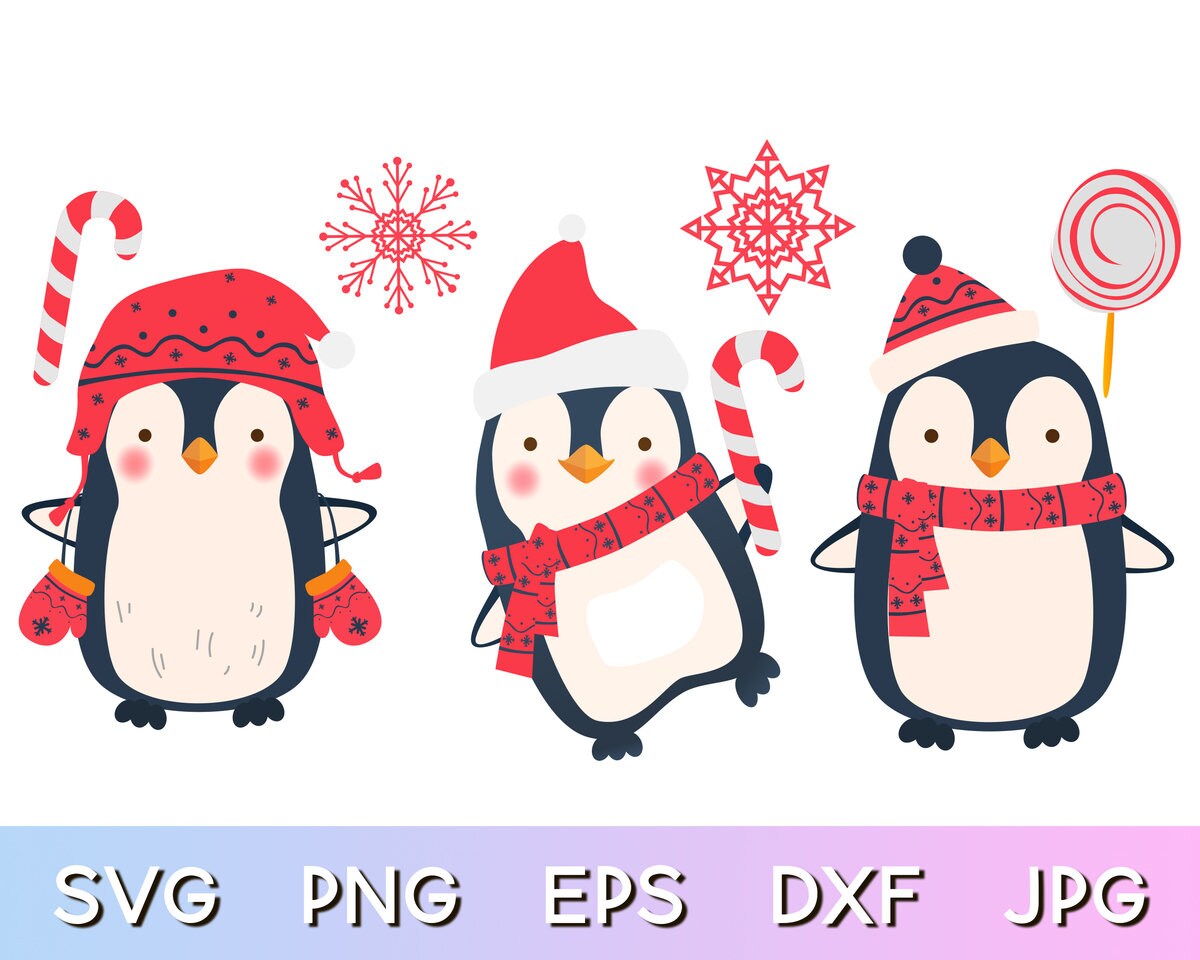 Penguin SVG Christmas Penguins SVG File Cute Penguins SVG Etsy