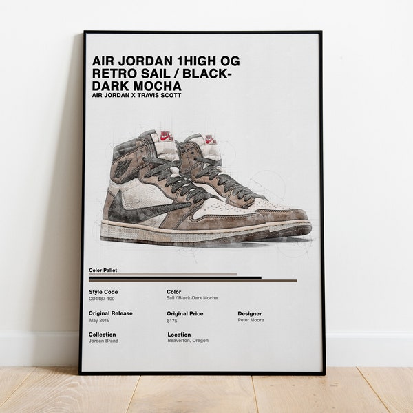 Air Jordan x Travis Scott High Retro dark Mocha art poster