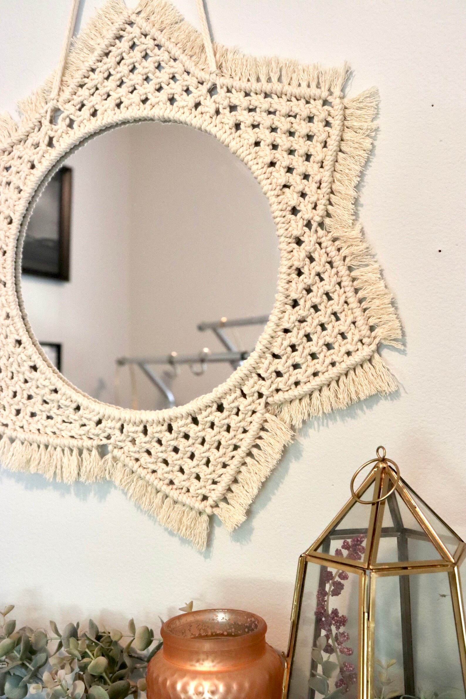 Boho Macrame Mirror Wall Hanging Etsy