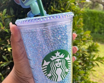 Stitch | Lilo & Stitch | Ohana Means Family | Personalized Stitch Tumbler | Snow Globe Tumbler | Rhinestone Stitch | Grande | Venti Tumbler