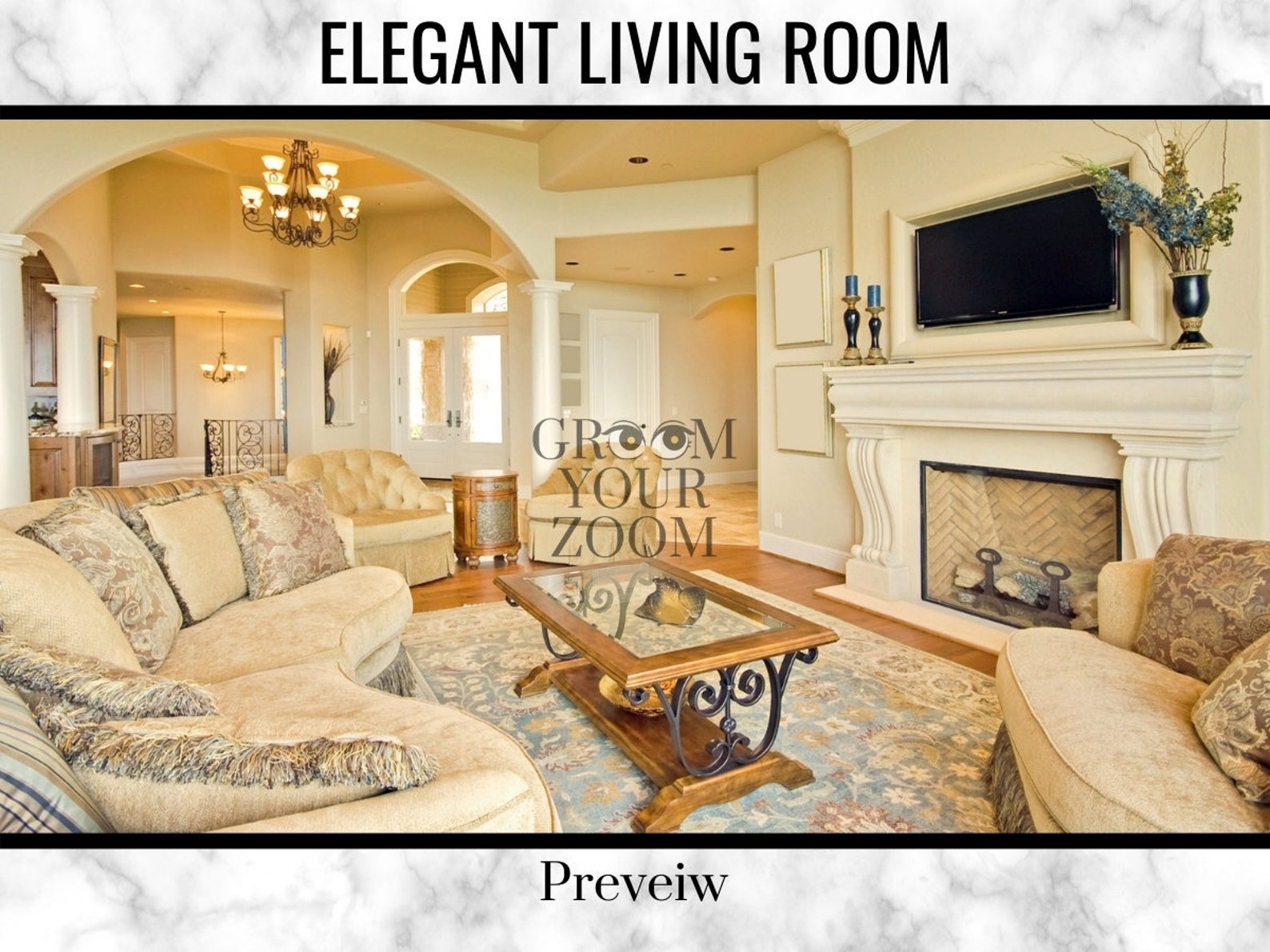 Elegant Living Room Zoom Background 4 Virtual Backgrounds for Video