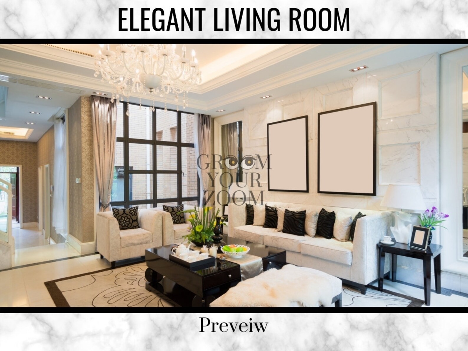 Elegant Living Room Zoom Background 4 Virtual Backgrounds for Video Call Home Living Stock Photo