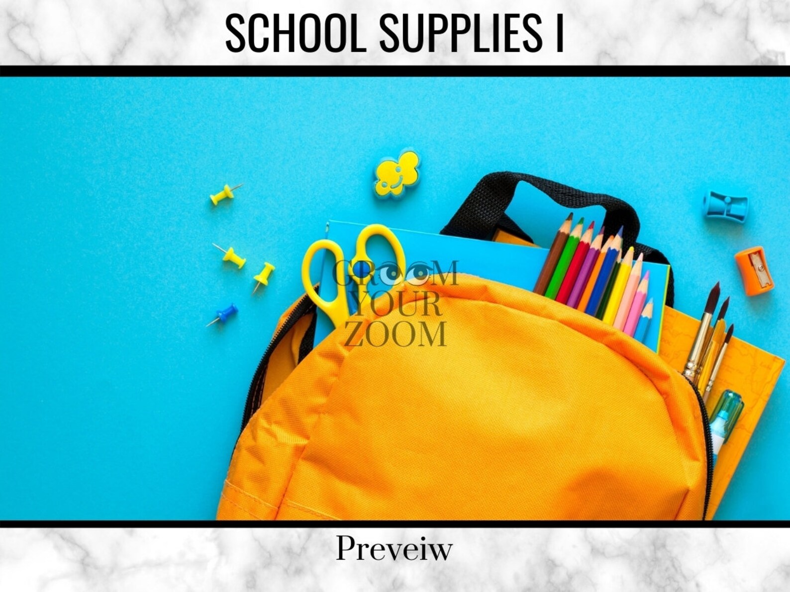 School Supplies I Zoom Background - 4 Virtual Backdrops for Video Call ...