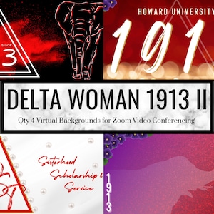 Delta Woman II Zoom Background - 4 Virtual Backgrounds for Video Call | DST 1913 | Crimson Cream | Pyramid | Black Sorority | Divine Nine