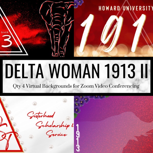 Delta Woman II Zoom Background - 4 Virtual Backgrounds for Video Call | DST 1913 | Crimson Cream | Pyramid | Black Sorority | Divine Nine