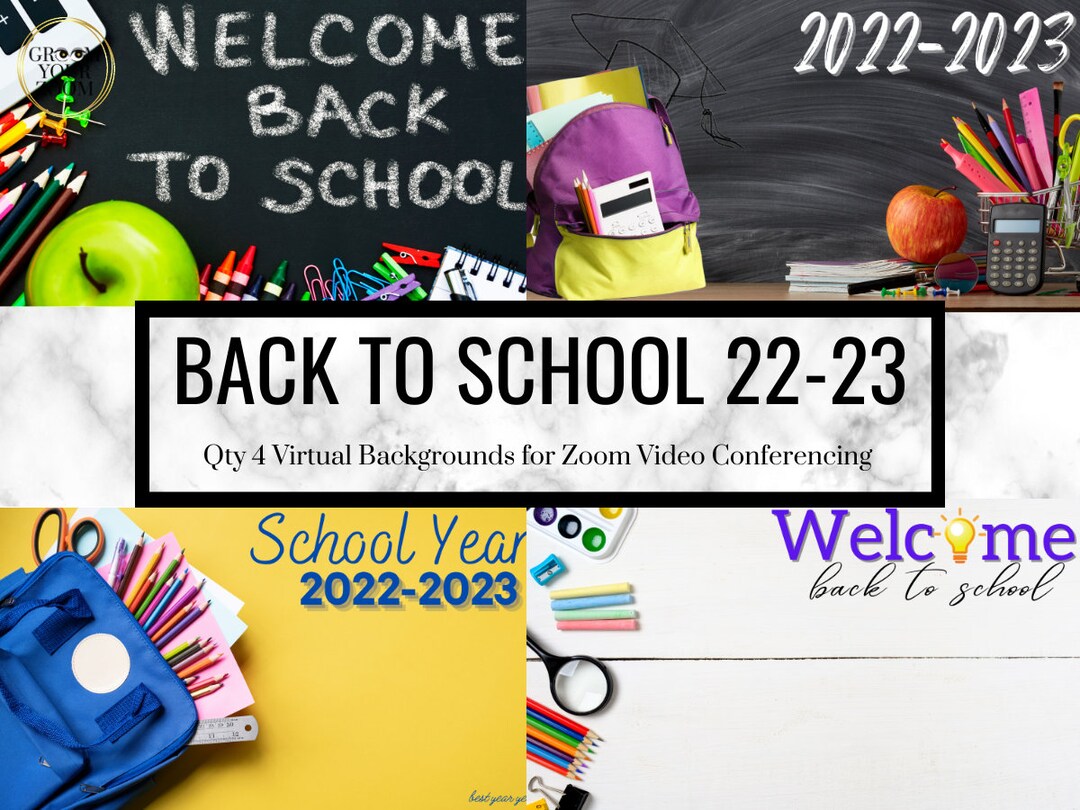 Back to School Zoom Background - 4 Virtual Backdrops for Video Call ...