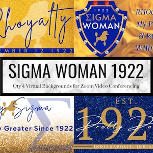 Signierte Frau Zoom Hintergrund - 4 Virtuelle Hintergründe für Videoanruf | SGRho 1922 | königsblau gold | Pudel | Schwarze Schwesternschaft | Göttliche Neun