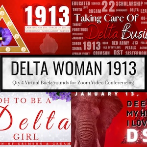 Delta Woman Zoom Background - 4 Virtual Backgrounds for Video Call | DST 1913 | Crimson Cream | Pyramid | Black Sorority | Divine Nine