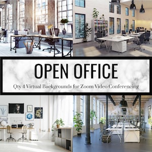 Open Office Zoom Background - 4 Virtual Photos for Video Call | Professional Background | Online School | Stock Photo | Digital Download