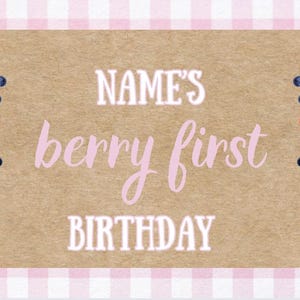 Custom &quot;Berry First Birthday&quot; Banner – 3x5 ft | Hand-Painted First Birthday Sign | Strawberry Party Decor