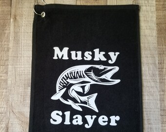 Fishing towel, muskie fisherman, fishing birthday gift, musky fishing, fisherman gifts for men, fishing gifts for him, father's day fishing