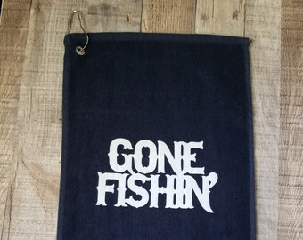 Fishing towel, gone fishing, fisherman gifts, fishing birthday gifts, mens fishing gift, husband fishing gifts, fathers day fishing, tackle