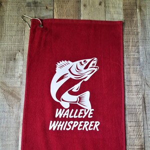 Fishing towel, walleye fishing, fishing accessories for men, fishing gift for dad, mens fishing gift, fishing birthday, walleye fisherman