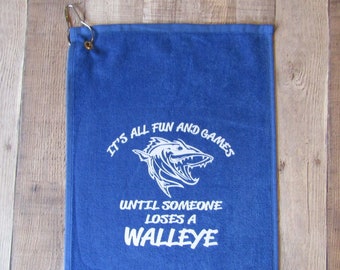 Fishing towel, walleye fishing, funny fishing gifts, fisherman gifts, birthday fishing gift, father's day fishing gift, walleye gifts