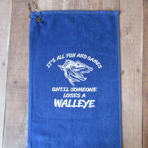 Fishing towel, walleye fishing, funny fishing gifts, fisherman gifts, birthday fishing gift, father&#39;s day fishing gift, walleye gifts
