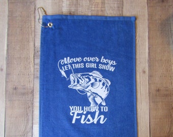 Fishing Towel, Womens Fishing, Girl Fishing Gift, Fisherwomen