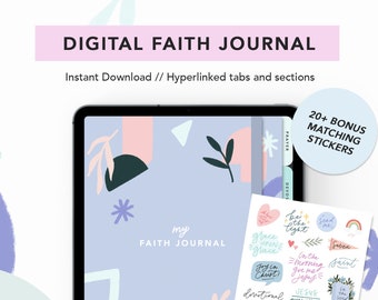 Digital Faith Journal Notebook, Digital Christian Journal Notebook, Digital Christian Goodnotes Journal, Digital Bible Journaling Stickers