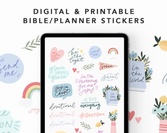 Bible Journaling Stickers Digital Printable, Christian Planner Stickers Digital Printable, Christian Goodnotes Digital Stickers