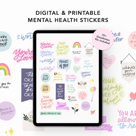 Mental Health Stickers Digital Printable Self Care Stickers - Etsy