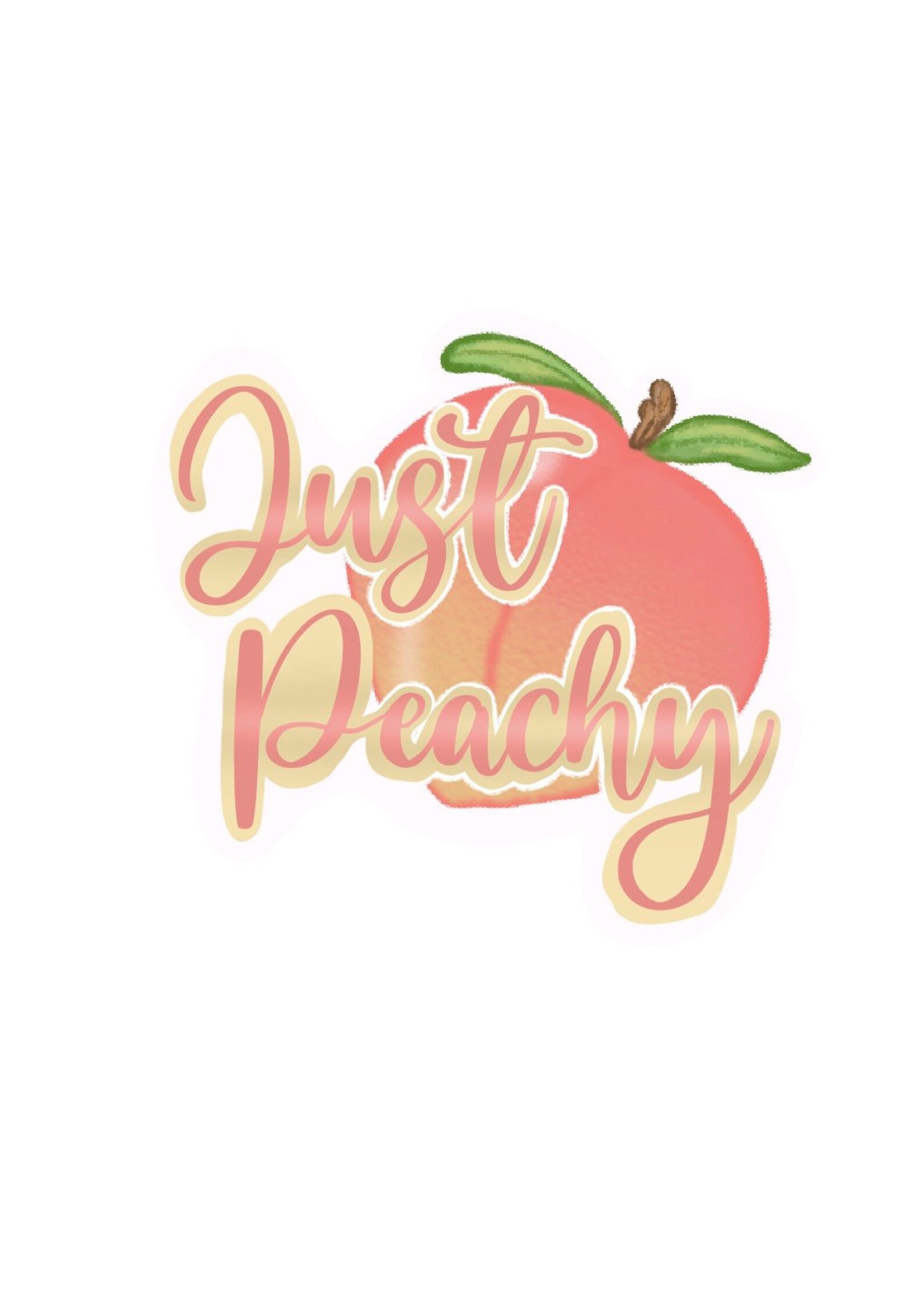 Cute Just Peachy text illustration sticker. Peach emoji. Etsy