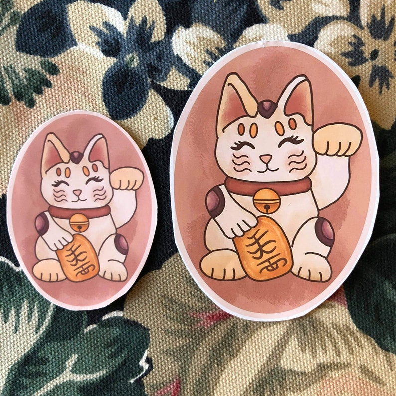 Lucky Cat Stickers Twin Pack 3 5 X 2 5inch Or 6x4 Cm Cute Etsy