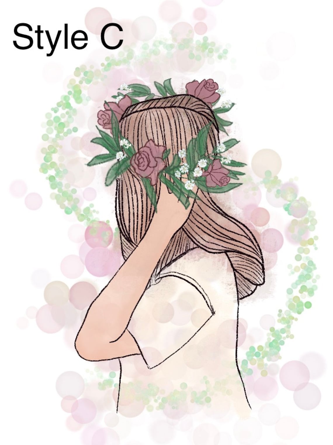 Flower Crown Girl Illustration. A5 A4 Matte Glossy. Style Etsy