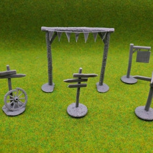 Reconquer Designs Medieval War Game 28mm Town Decor Signposts