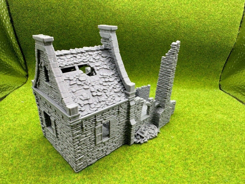 thumbnail image 2 of HO Scale Ruined Cottage Building – 1:87 Scale, 3D Printed Model For Dioramas 2 of 4