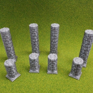 Openforge Dungeon Stone Pillars Round Tiles 3D Printed