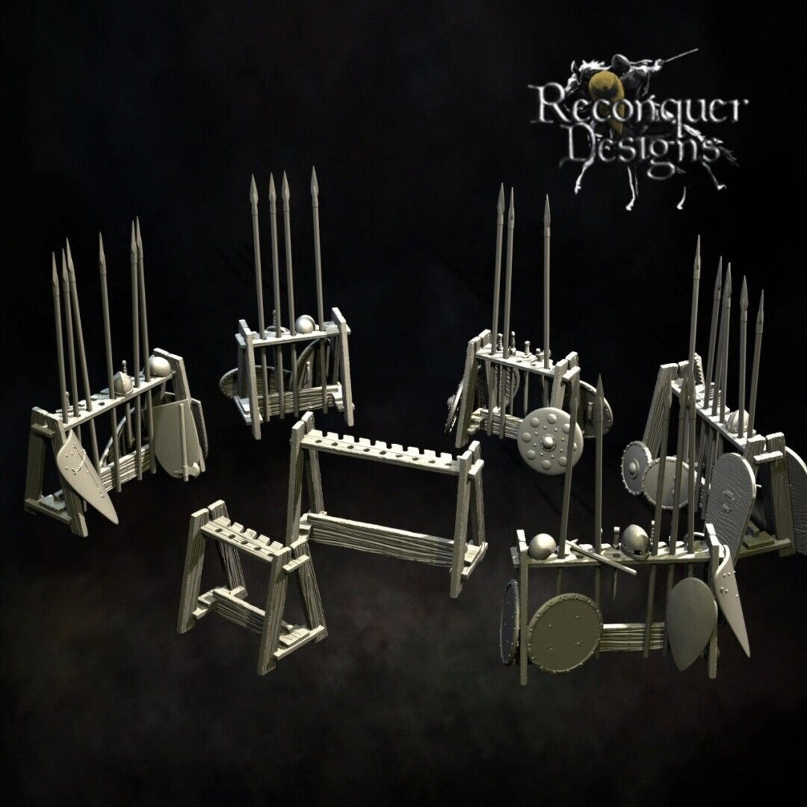 Reconquer Designs Miniature Medieval 28mm - 30mm Weapon Racks - Etsy