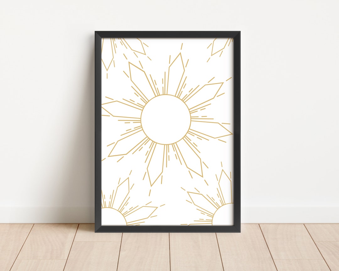 Retro Gold Starburst Wall Art Starburst Digital Print 16x20 - Etsy Finland