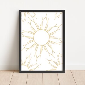 Retro Gold Starburst Wall Art  Starburst Digital Print 16x20