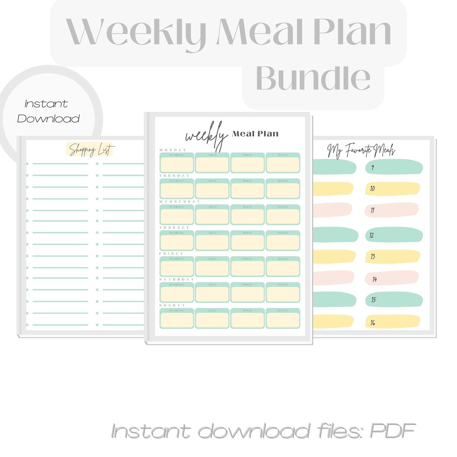 Weekly Meal Plan Shopping List and Favorite Meals Prinatable Meal