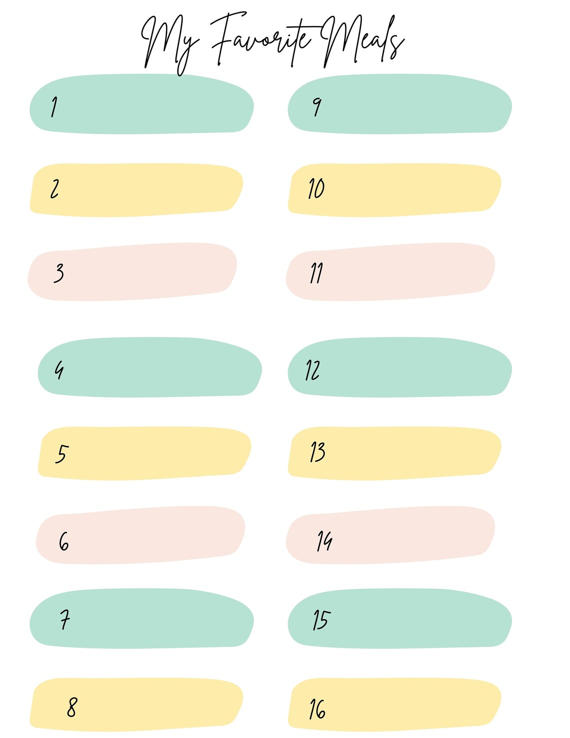 Weekly Meal Plan Shopping List and Favorite Meals Prinatable Meal