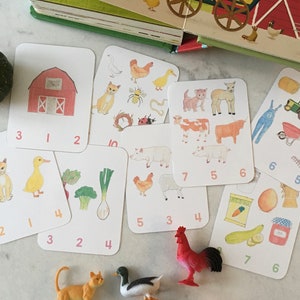 Tarjetas de recorte y recuento de granjas 1-10
