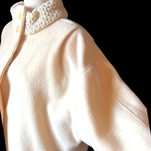 1960s Ivory Wool Maxi Coat: Mod Trench Duster, Union Made L