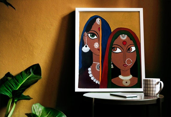 PIXELARTZ Canvas Paintings - Indian Village Woman - Without Frame - Modern Art  Paintings - Paintings for Home Decor - Paintings