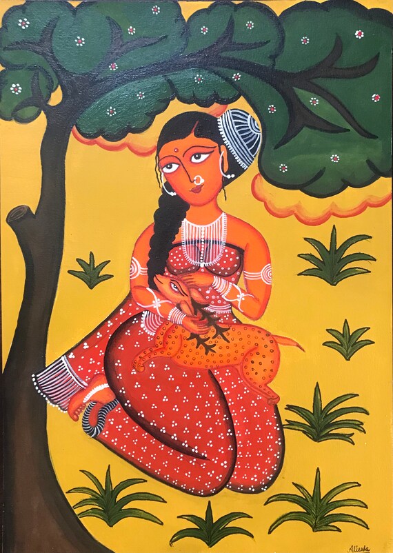 Indian Folk Art Handmade Tribal Painting Bengali Art - Etsy Canada Indian Folk Art Handmade Tribal Painting Bengali Art - Etsy Canada