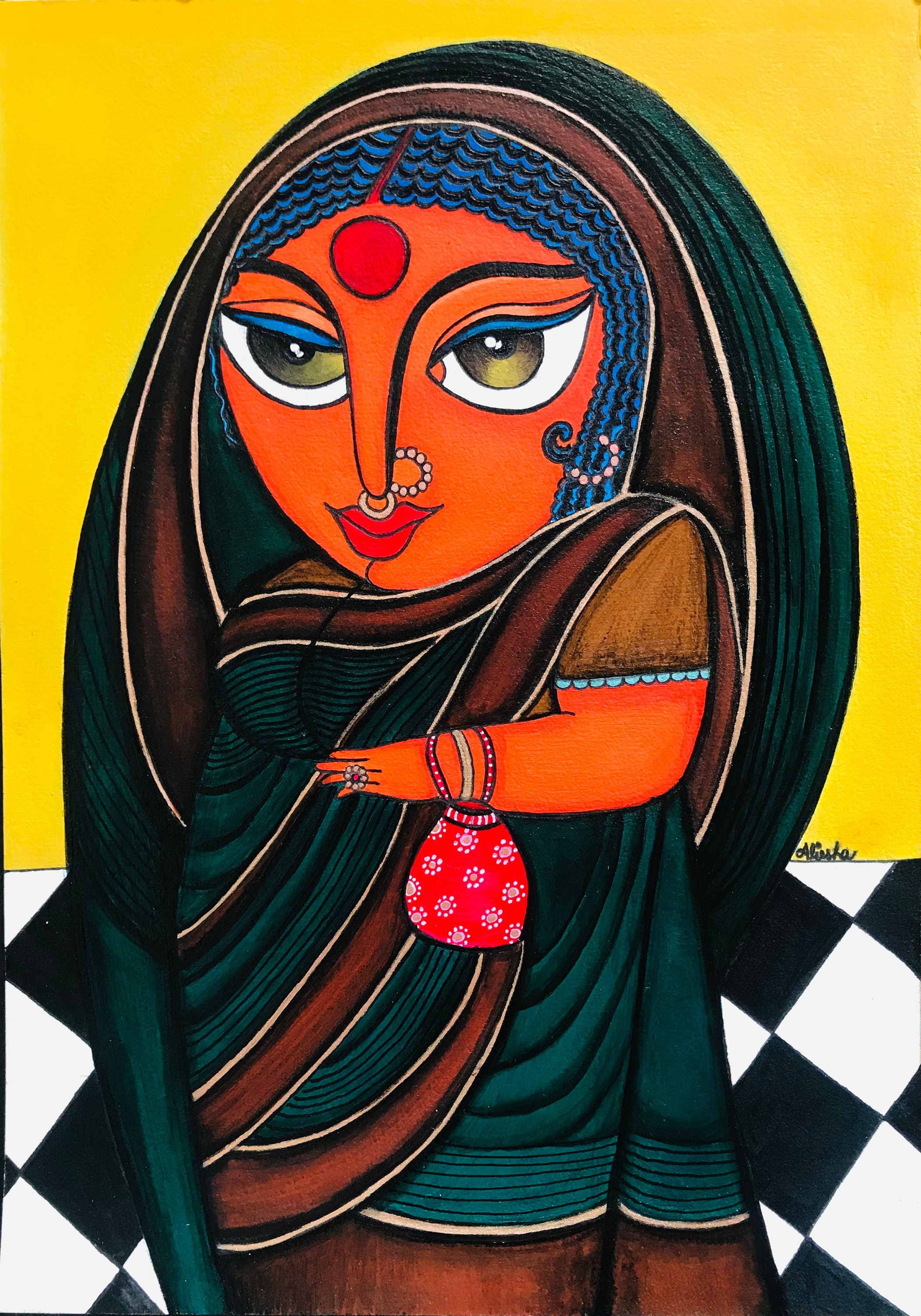 Buy Handmade Indian Bengali Woman Painting Wall Hanging Home Online in India - Etsy Buy Handmade Indian Bengali Woman Painting Wall Hanging Home Online in India - Etsy