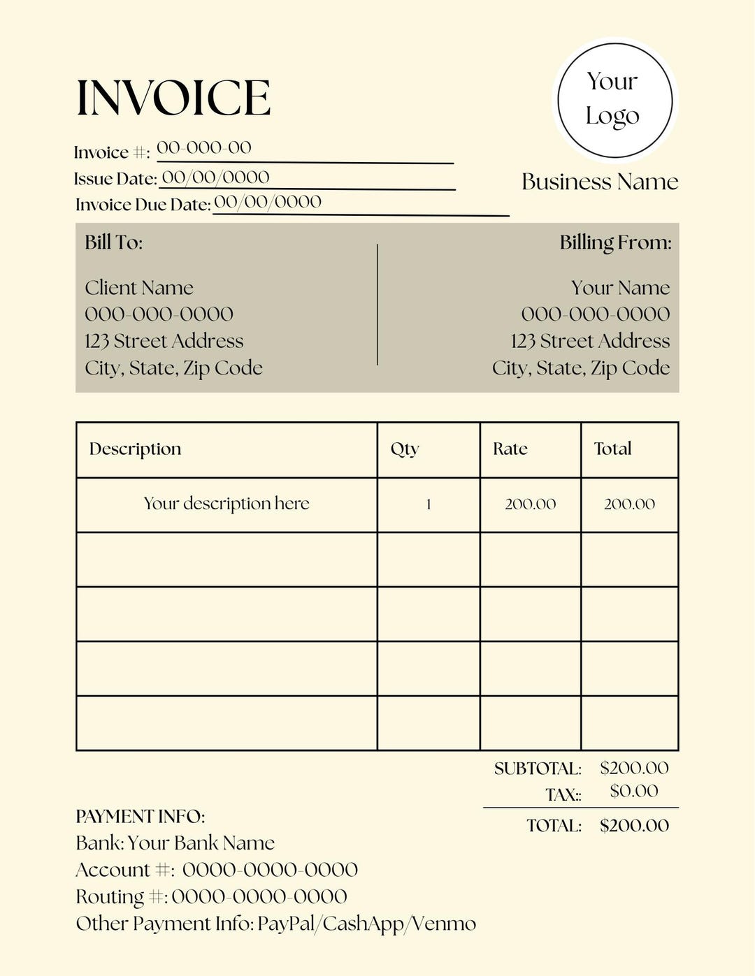 Model Invoice Example Minimalist Invoice Template for Creators, Freelancers, Models - Etsy