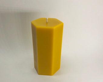 Hexagon Beeswax Pillar Candle | GMO Free Candle | Pure Beeswax Candle | Meditation Candles | Prayer Candle