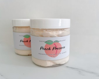 Luxury Whipped Sugar Scrub- Peach Prosecco | Sugar Scrub | Peach Prosecco | Exfoliation | Bath & Body Gift | Gift for Her | Stocking Stuffer