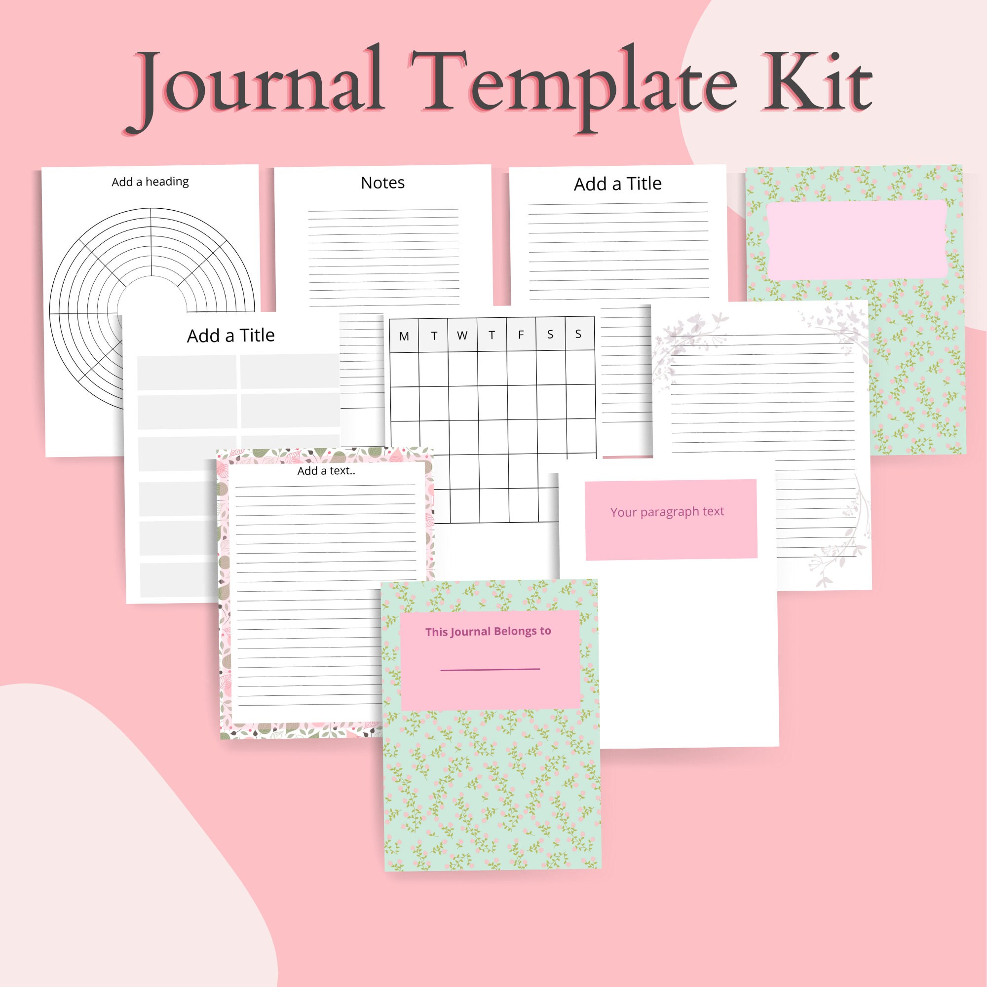 Commercial Use Canva Journal Template, Editable Journaling Kit